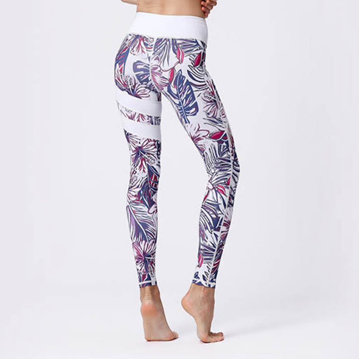 Pantalones de yoga para mujeres de cintura alta con estampado de pétalos de flor Buddha Stones para ejercicios deportivos y fitness - image 48
