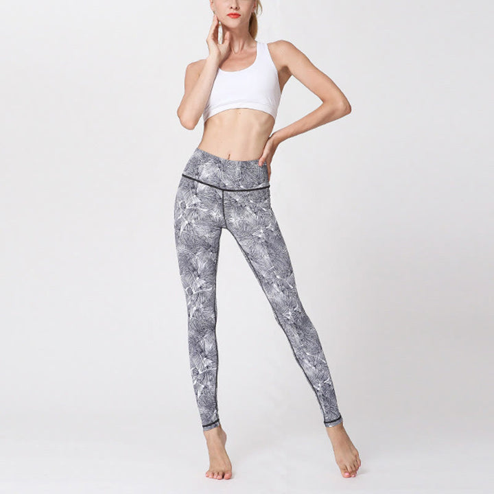 Pantalones de Yoga para Mujer con Estampado de Hojas de Niebla Buddha Stones Leggings Deportivos de Ejercicio y Fitness - image 9