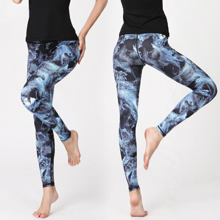 Pantalones de Yoga para Mujer con Estampado de Hojas de Niebla Buddha Stones Leggings Deportivos de Ejercicio y Fitness - image 4