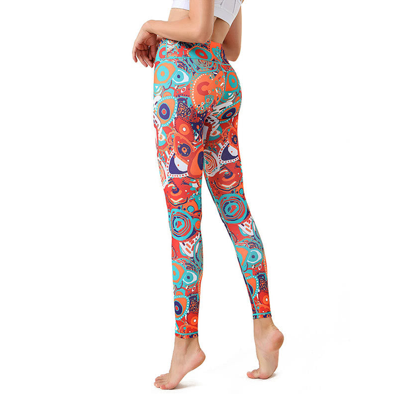 Pantalones de Yoga para Mujeres con Estampado de Ojo Malvado Colorido de Buddha Stones y Leggings para Deporte y Ejercicio - image 1