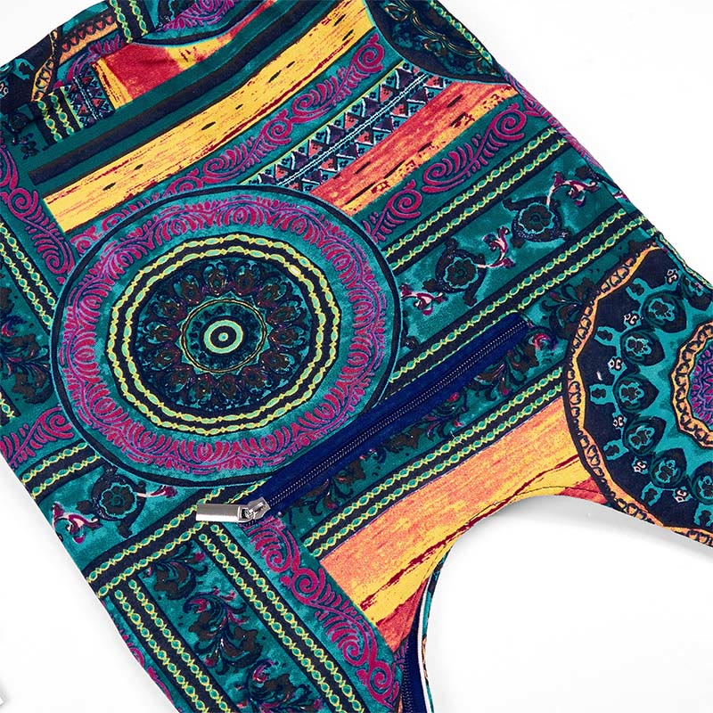 Bolso bandolera de algodón con estampado de flores azules Buddha Stones