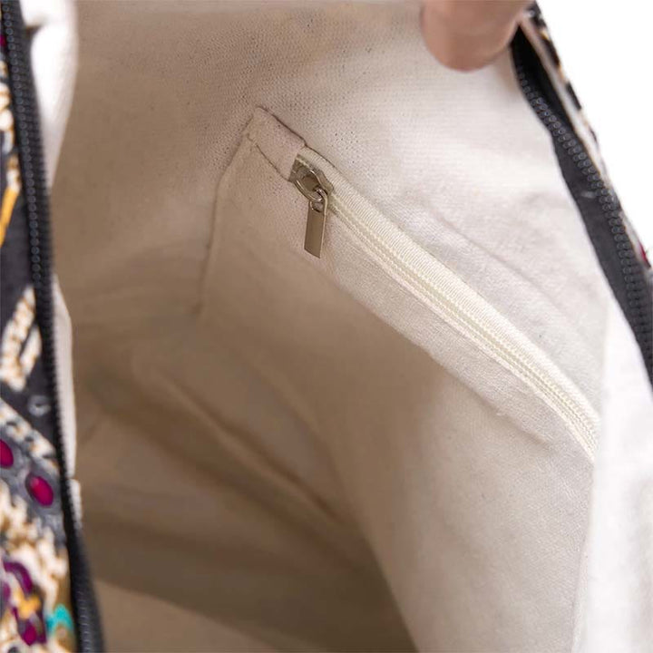 Bolso bandolera de algodón con rayas de elefante Buddha Stones