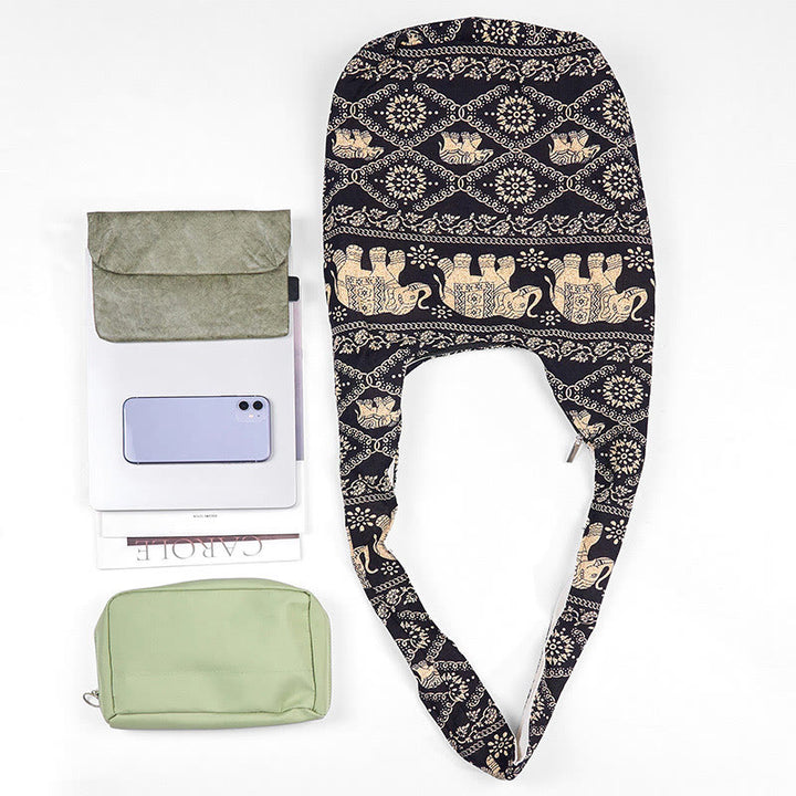 Bolso bandolera de algodón con rayas de elefante Buddha Stones