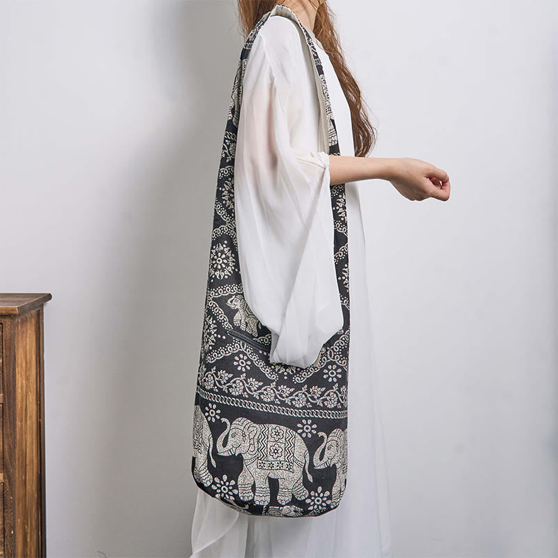 Bolso bandolera de algodón con rayas de elefante Buddha Stones