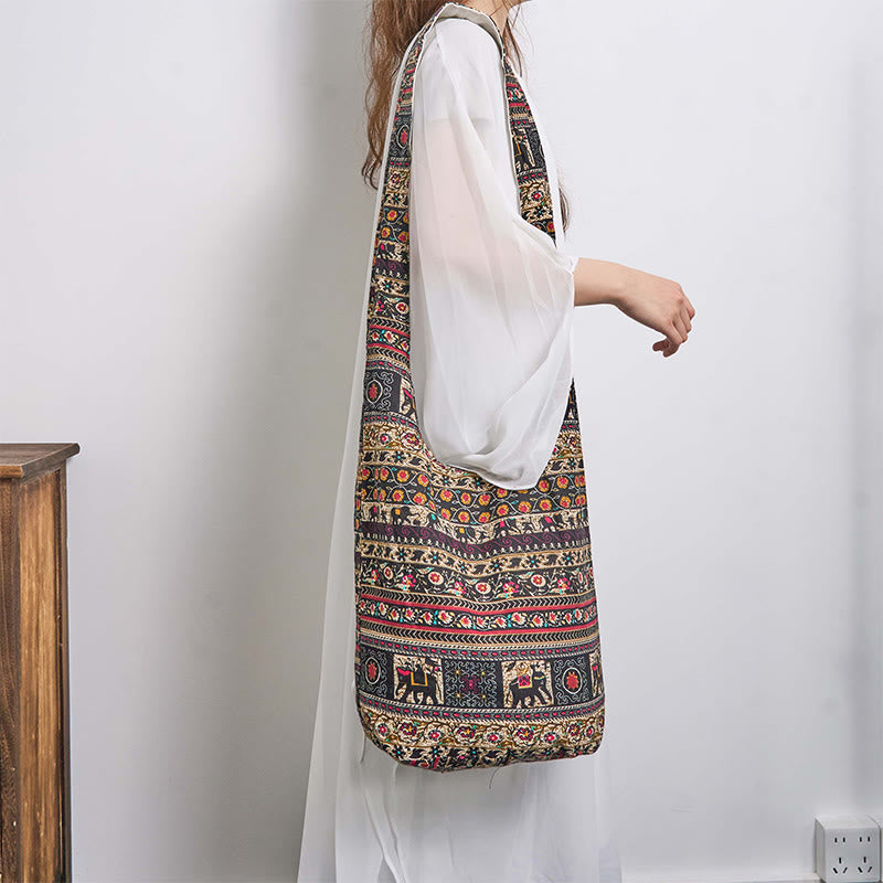 Bolso bandolera de algodón con rayas de elefante Buddha Stones