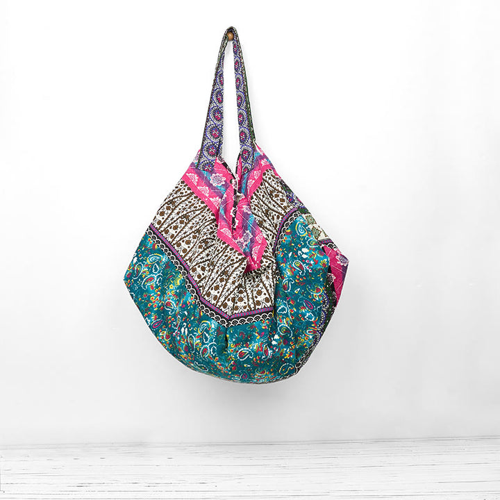 Bolso de Hombro de Algodón con Patrón de Rayas de Colores Buddha Stones