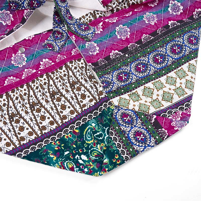 Bolso de Hombro de Algodón con Patrón de Rayas de Colores Buddha Stones