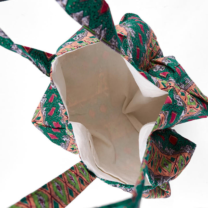 Bolso de Hombro de Algodón con Patrón de Rayas de Colores Buddha Stones