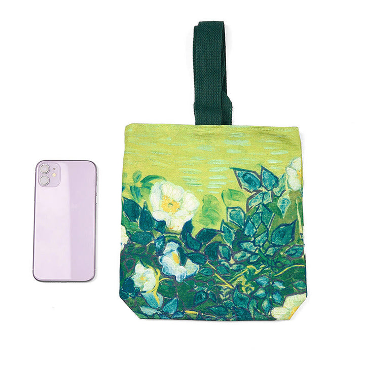 Bolso de mano de lona con rosas Buddha Stones