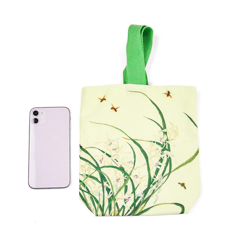 Bolso de lona con orquídea y abeja de Buddha Stones