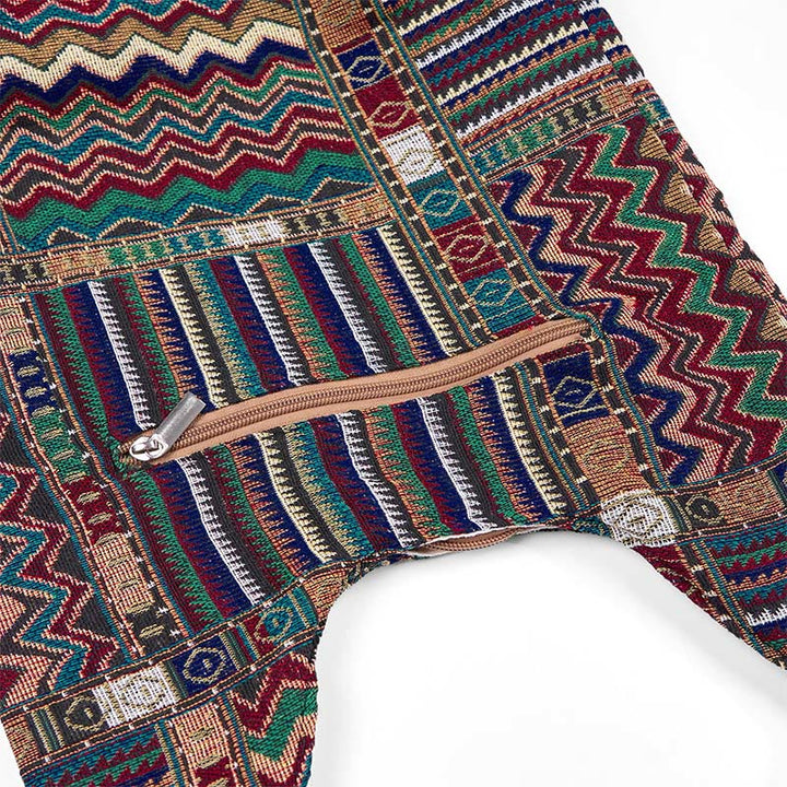 Bolso bandolera de algodón con patrón de olas verdes y marrones de Buddha Stones