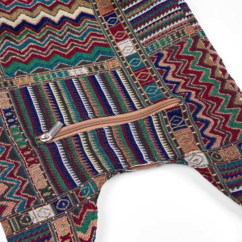 Bolso bandolera de algodón con patrón de olas verdes y marrones de Buddha Stones