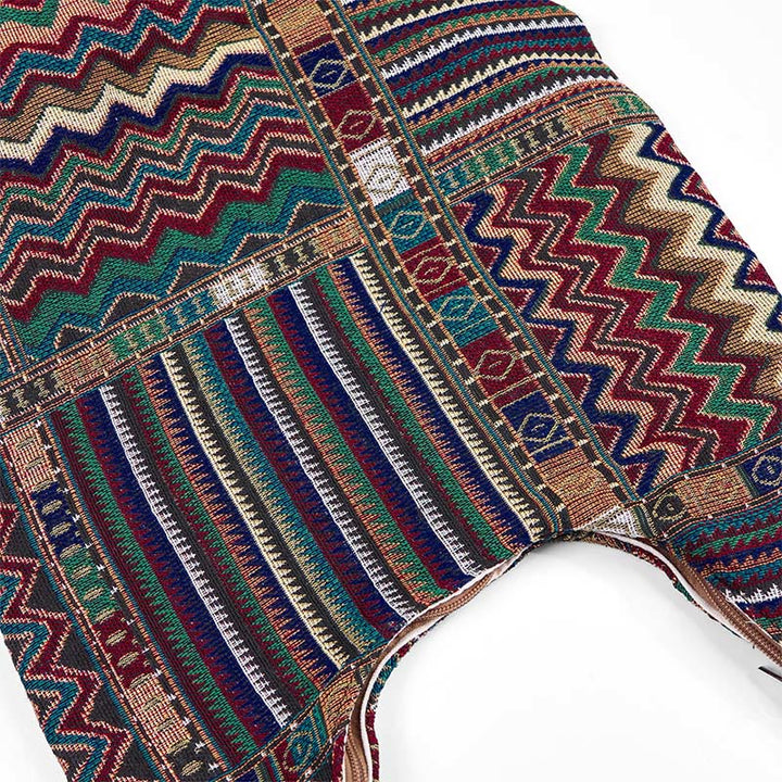 Bolso bandolera de algodón con patrón de olas verdes y marrones de Buddha Stones