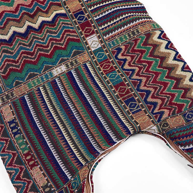 Bolso bandolera de algodón con patrón de olas verdes y marrones de Buddha Stones