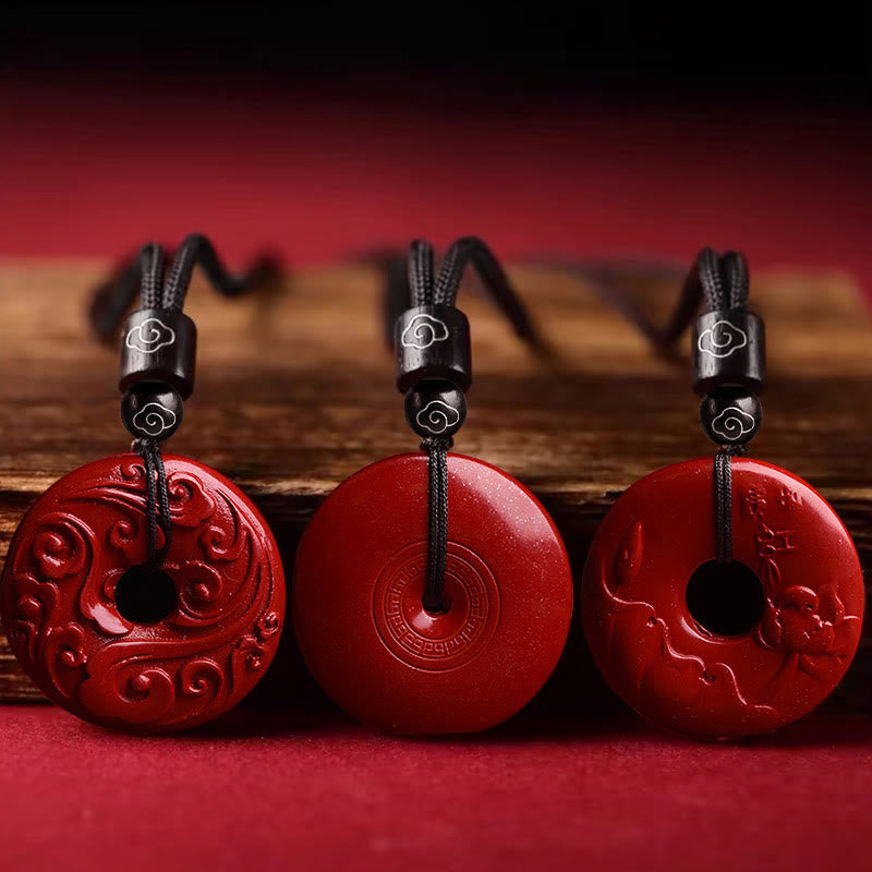 Collar de Bendición de Piedra de Buda Natural Cinabrio Flor de Loto Paz Botón Colgante - image 2