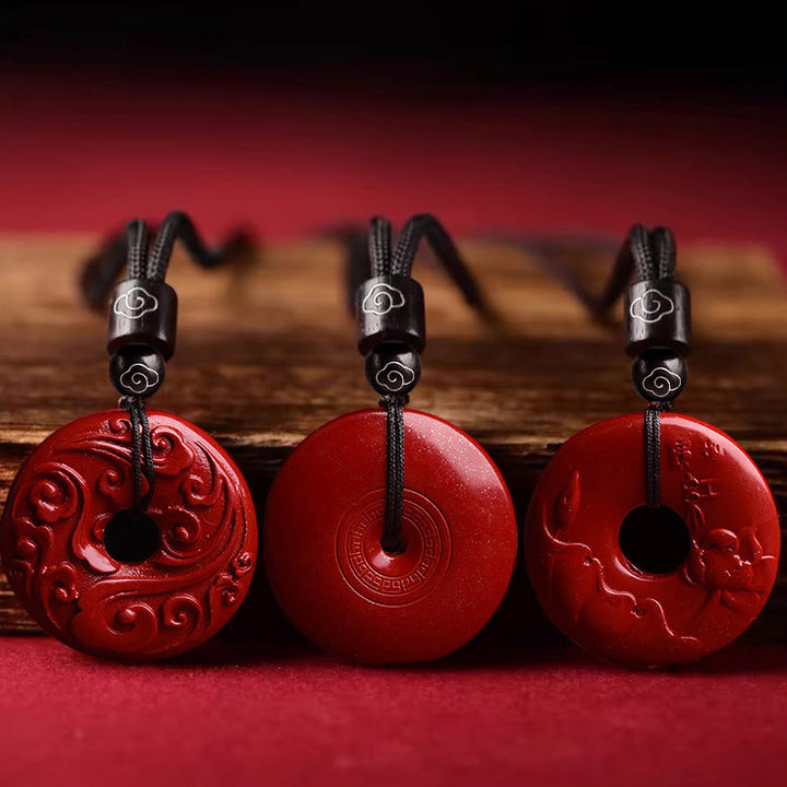 Collar de Bendición de Piedra de Buda Natural Cinabrio Flor de Loto Paz Botón Colgante - image 2