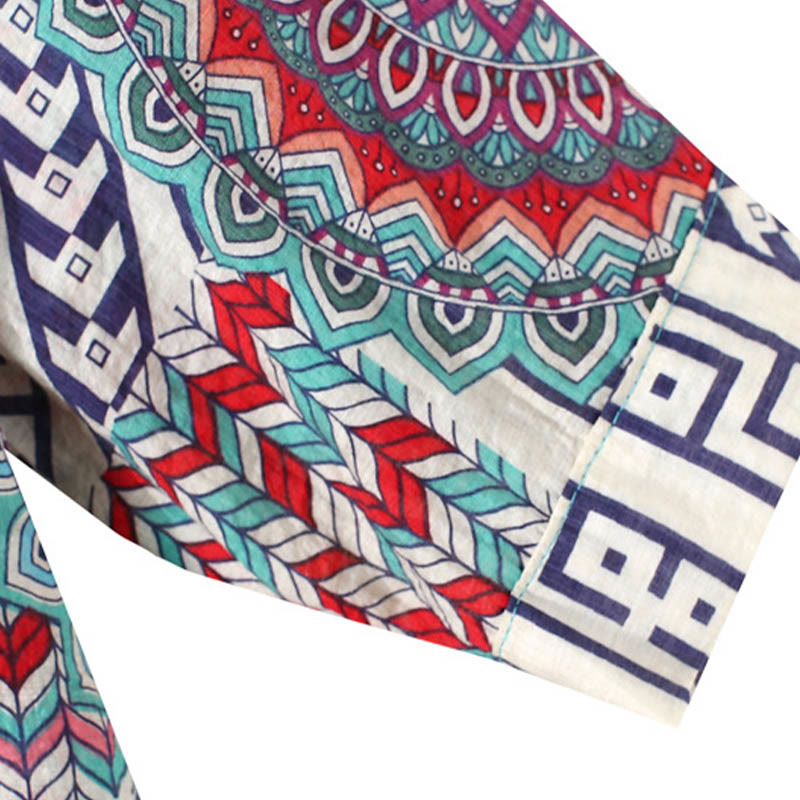Camisa de Mujer con Mandala Geométrico de Media Abotonadura de Buddha Stones