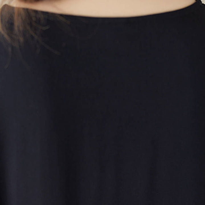 Vestido midi de manga corta con bolsillos y rayas negras y azules de Buddha Stones - image 7