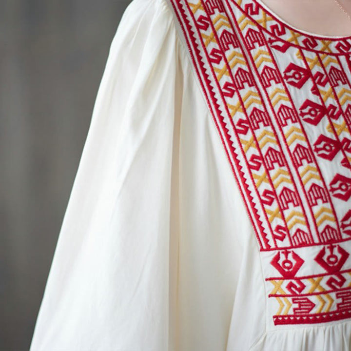 Vestido midi con bordado de Buddha Stones, dobladillo con volantes y bolsillos - image 7