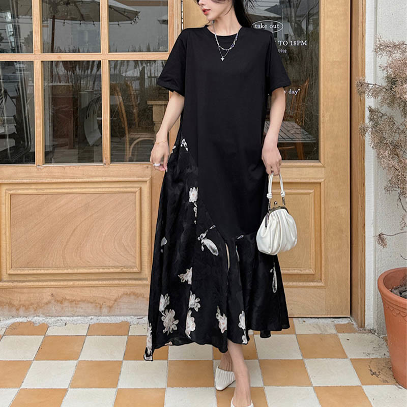 Buddha Stones Vestido informal midi de manga corta con flores en jacquard - image 6