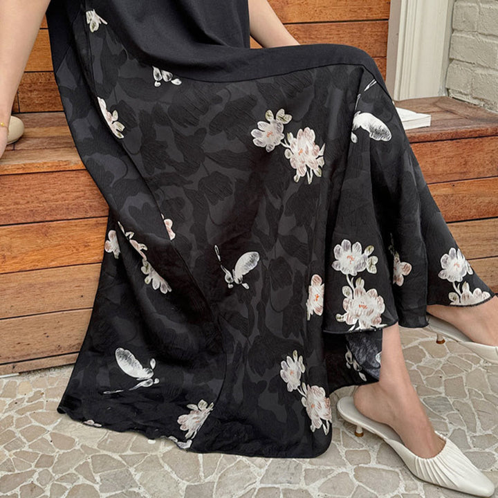 Buddha Stones Vestido informal midi de manga corta con flores en jacquard - image 5