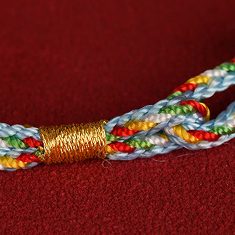 Buddha Stones Pulsera de cuerda multicolor con carácter Fu de suerte de plata de ley 925 para niños y adultos