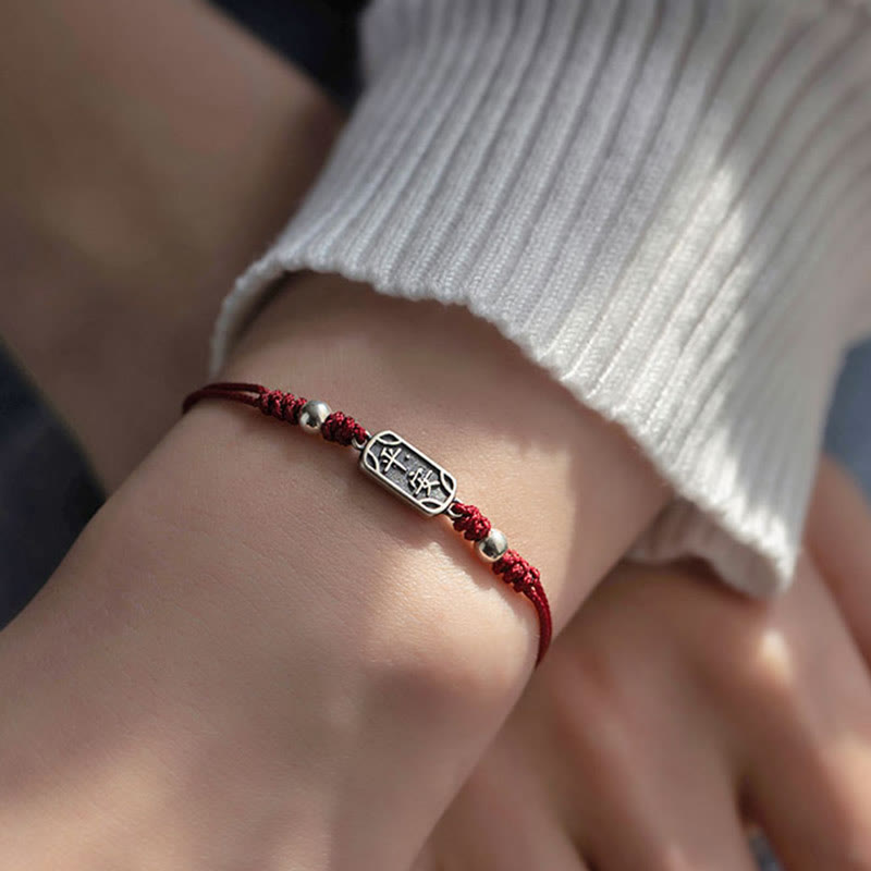 Buddha Stones Pulsera Trenzada de Protección, Paz y Alegría de Plata Esterlina 925 Hecha a Mano