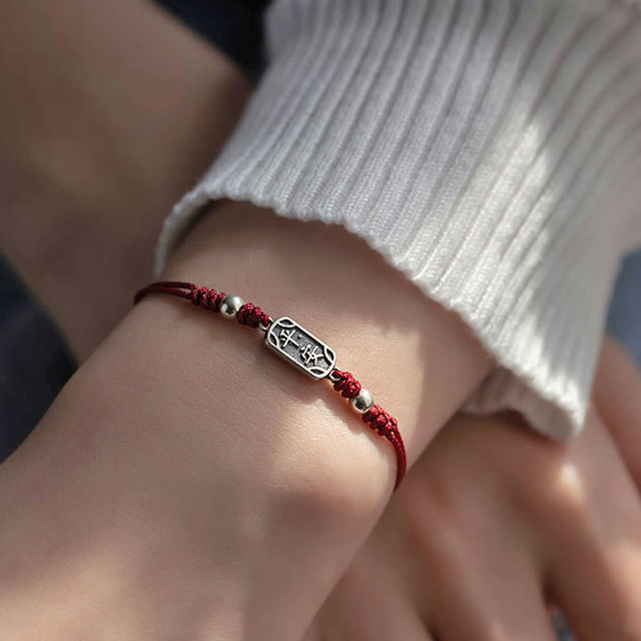 Buddha Stones Pulsera Trenzada de Protección, Paz y Alegría de Plata Esterlina 925 Hecha a Mano