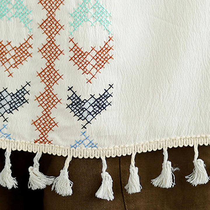 Top sin mangas con borla y bordado retro de Buddha Stones con cuello en V - image 10