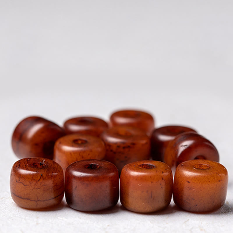 Pulsera de fuerza con Buddha Stones de hueso tibetano, cuentas Dzi de tres ojos, cuerno de oveja y ágata roja