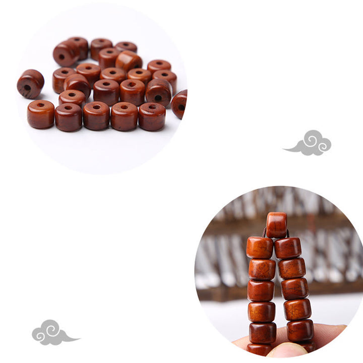 Pulsera de fuerza con Buddha Stones de hueso tibetano, cuentas Dzi de tres ojos, cuerno de oveja y ágata roja