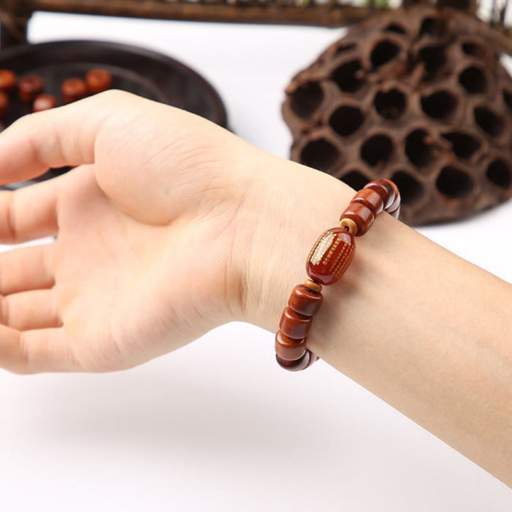 Pulsera de fuerza con Buddha Stones de hueso tibetano, cuentas Dzi de tres ojos, cuerno de oveja y ágata roja
