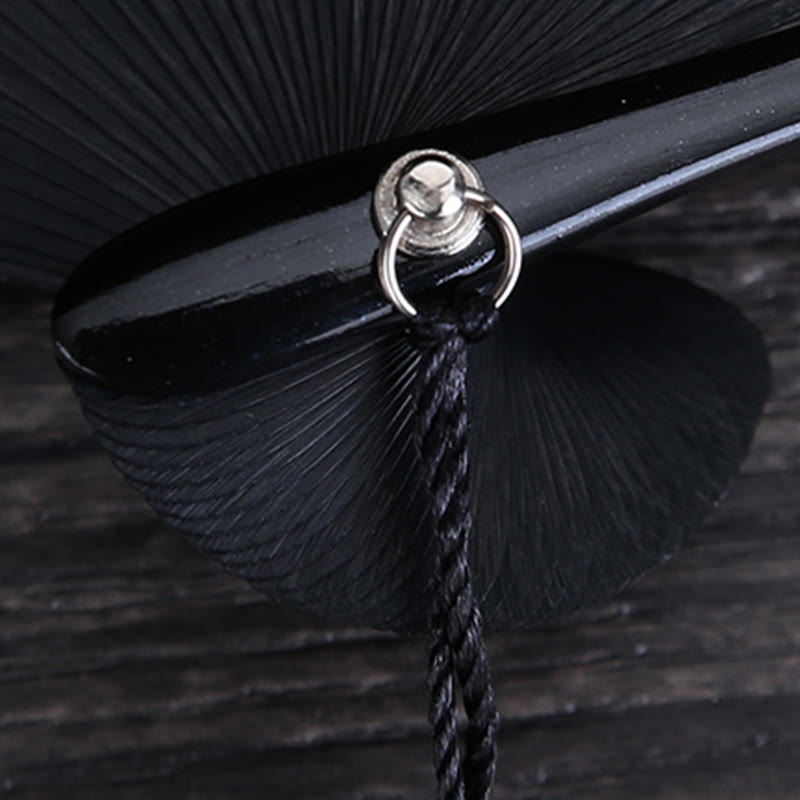 Abanico de bambú plegable tallado con flores de Buddha Stones grabadas, de 18 cm