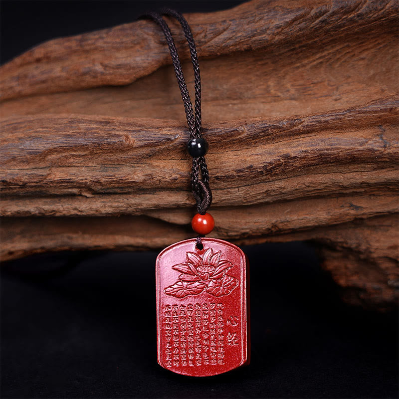 Buddha Stones Collarín Graba Sutra del Corazón de Loto con Cinnabar y Bendición - image 3