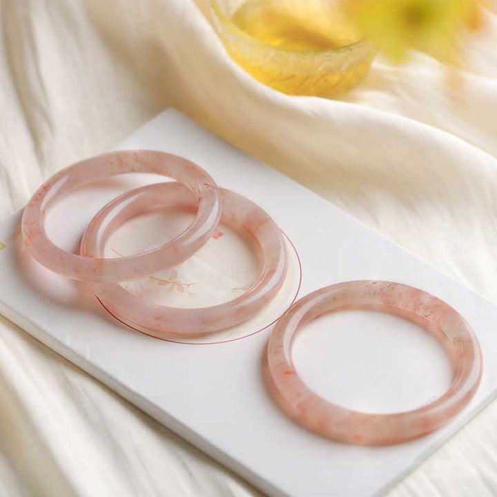 Pulsera de la Suerte de Jade de Seda Dorada Rosa de Buddha Stones