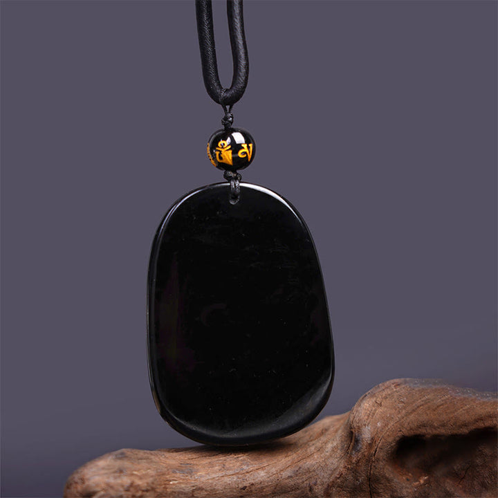 Colgante de protección con dragón tallado en obsidiana negra Buddha Stones - image 5