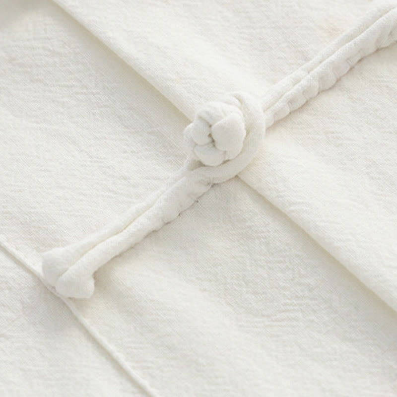 Traje Tang de botones de rana chino Buddha Stones para hombre, camisa de manga corta de algodón y lino con bolsillos. - image 4