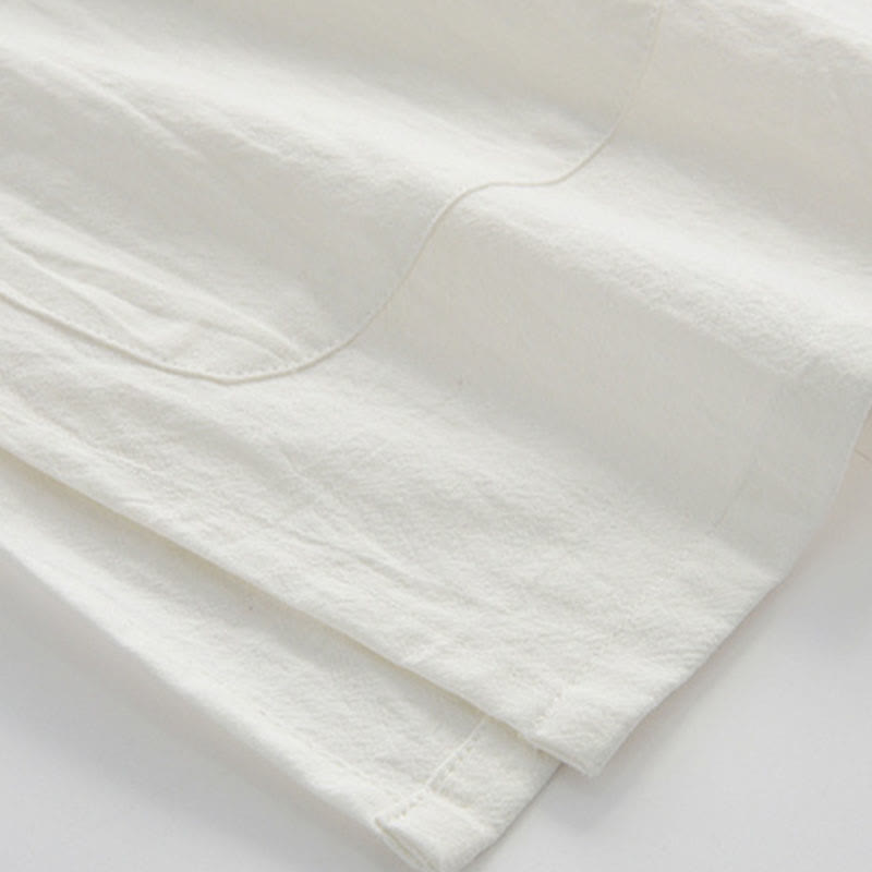 Traje Tang de botones de rana chino Buddha Stones para hombre, camisa de manga corta de algodón y lino con bolsillos. - image 5