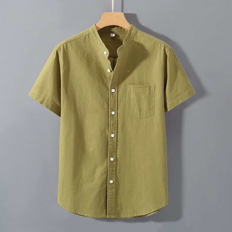 Camisa de verano de manga corta para hombre de algodón y lino de Buddha Stones - AmarilloVerde - US/UK/AU42, EU52 (3XL)  - image 16