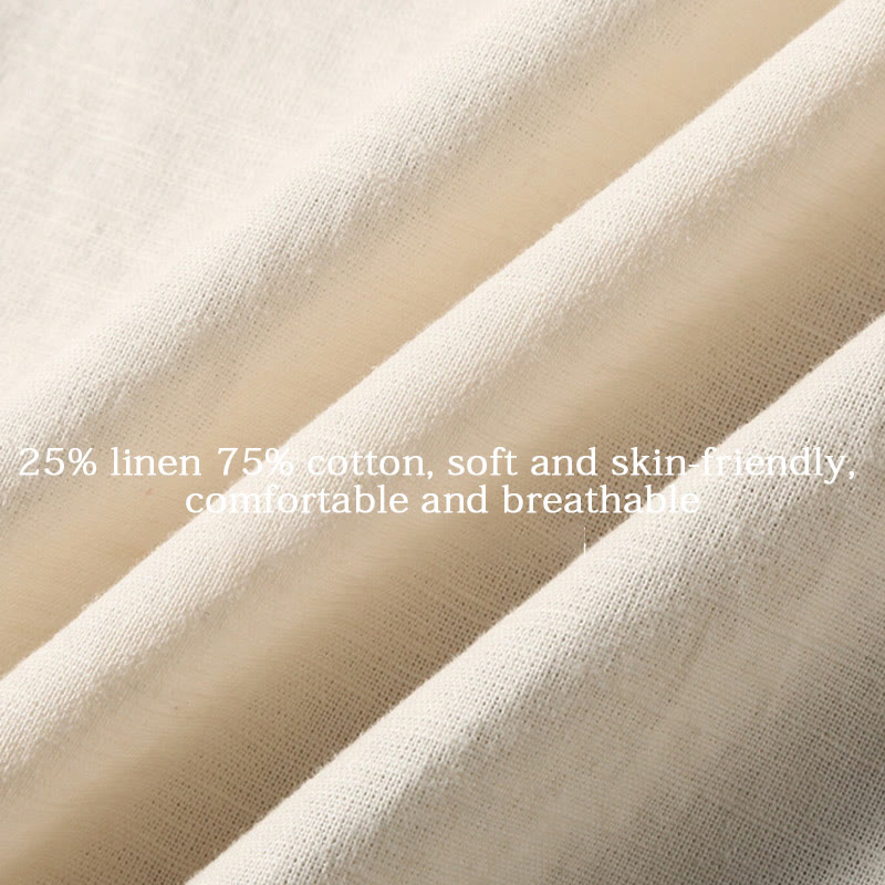 Camisa de verano de manga corta para hombre de algodón y lino de Buddha Stones - image 15