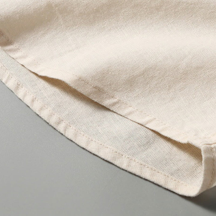 Camisa de verano de manga corta para hombre de algodón y lino de Buddha Stones - image 13