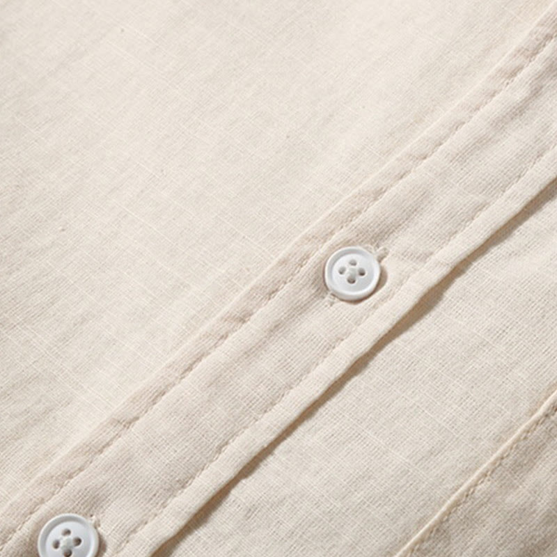 Camisa de verano de manga corta para hombre de algodón y lino de Buddha Stones - image 11