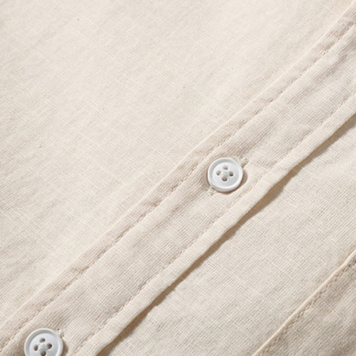 Camisa de verano de manga corta para hombre de algodón y lino de Buddha Stones - image 11