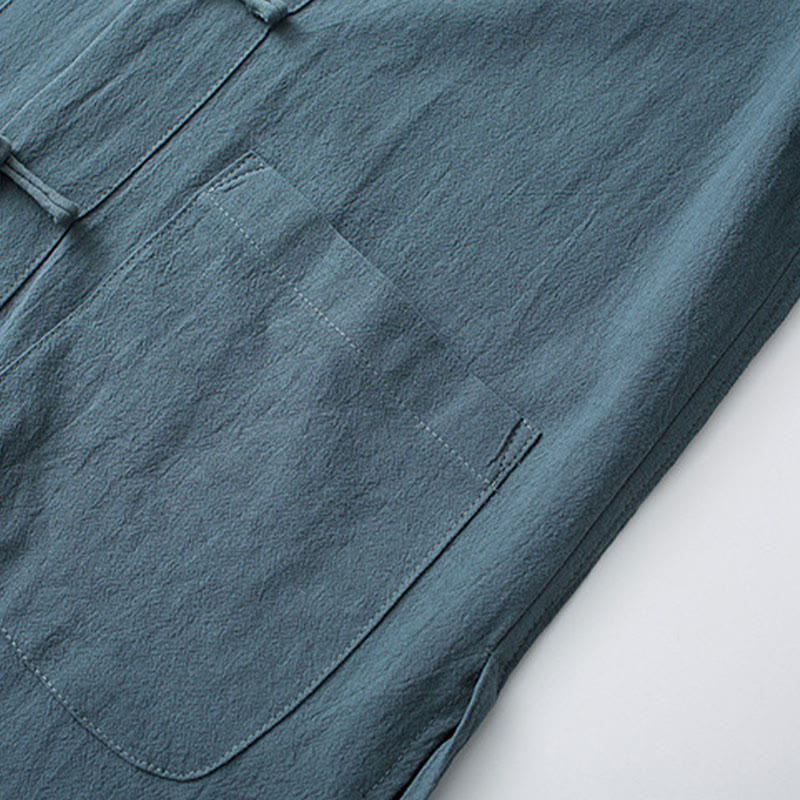 Conjunto de Ropa para Hombre de Manga Corta con Botón de Rana Tradicional y Pantalones de Algodón Buddha Stones - image 3