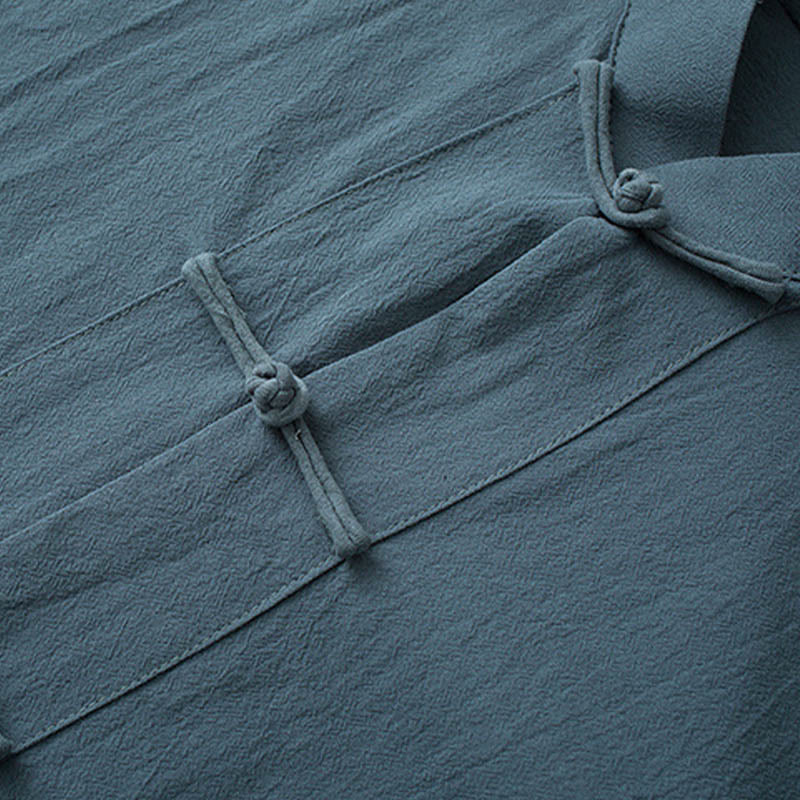 Conjunto de Ropa para Hombre de Manga Corta con Botón de Rana Tradicional y Pantalones de Algodón Buddha Stones - image 2