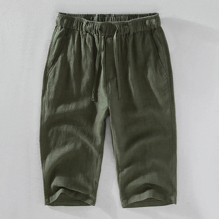 Pantalones de Hombre Buddha Stones en Color Sólido de Lino y Ramio con Cintura Ajustable y Bolsillos - Verde mar oscuro - US/UK/AU42, EU52 (3XL)  - image 14
