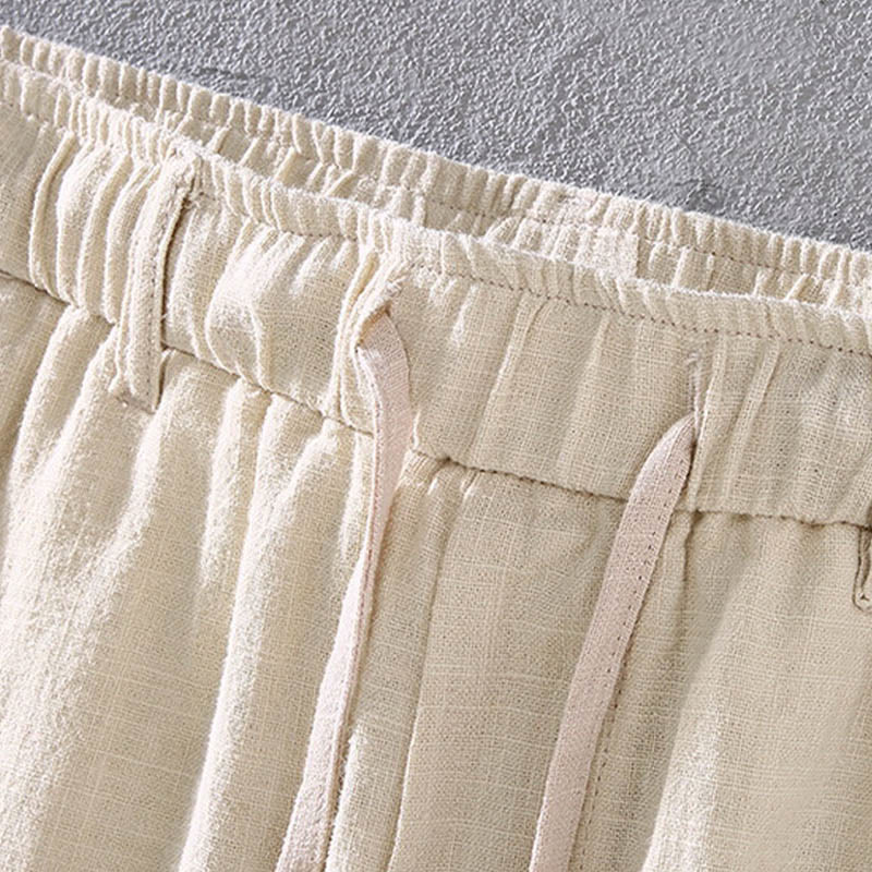 Pantalones de Hombre Buddha Stones en Color Sólido de Lino y Ramio con Cintura Ajustable y Bolsillos - image 3