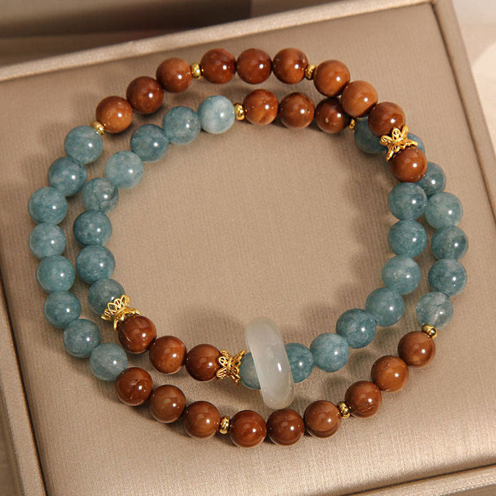 Buddha Stones Pulsera de Riqueza y Suerte con Semillas de Kuka y Jade