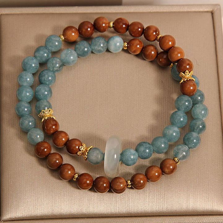Buddha Stones Pulsera de Riqueza y Suerte con Semillas de Kuka y Jade