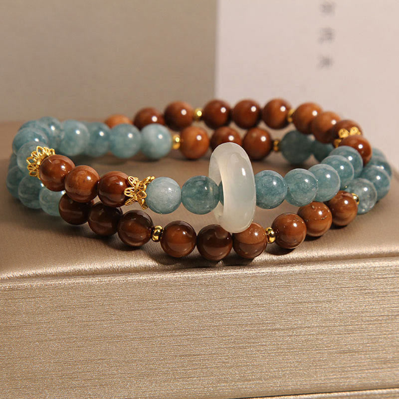 Buddha Stones Pulsera de Riqueza y Suerte con Semillas de Kuka y Jade